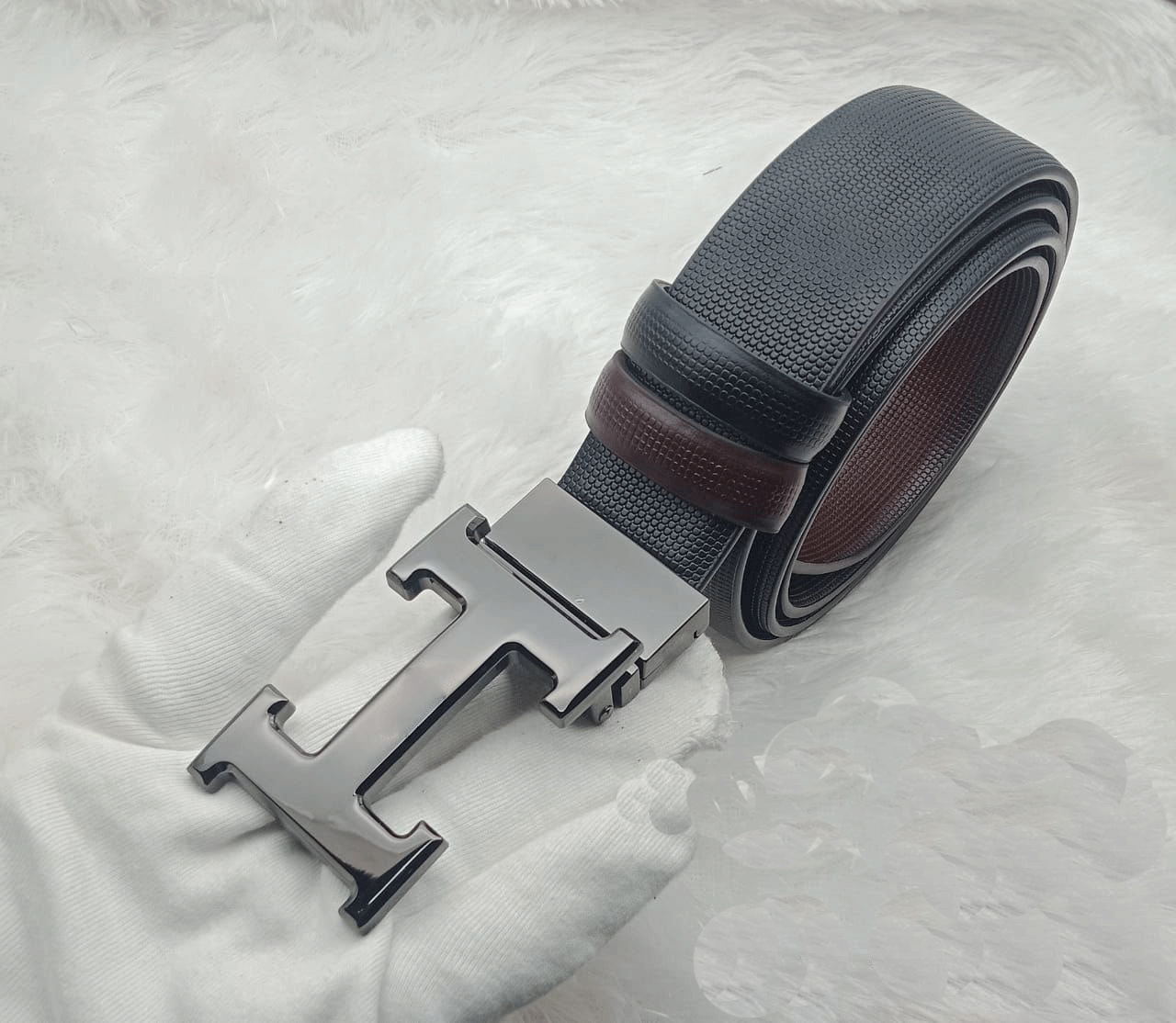 Fashionable H Letter Buckle With Reversible Strap For Men's-JonasParamount