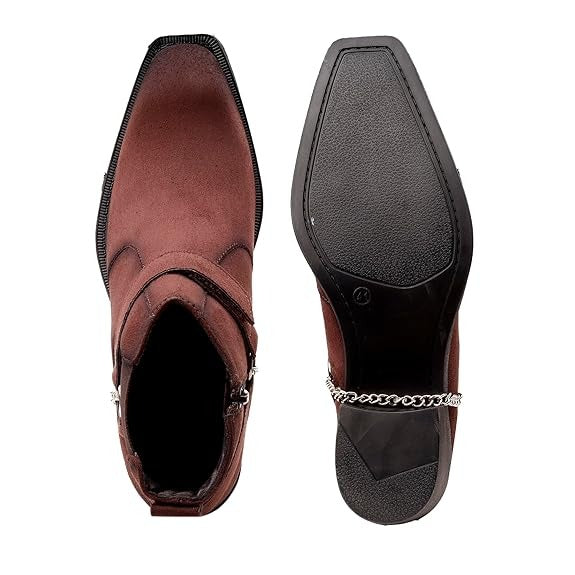 JonasParamount Men’s Brown Chelsea Boots with Chain Detail