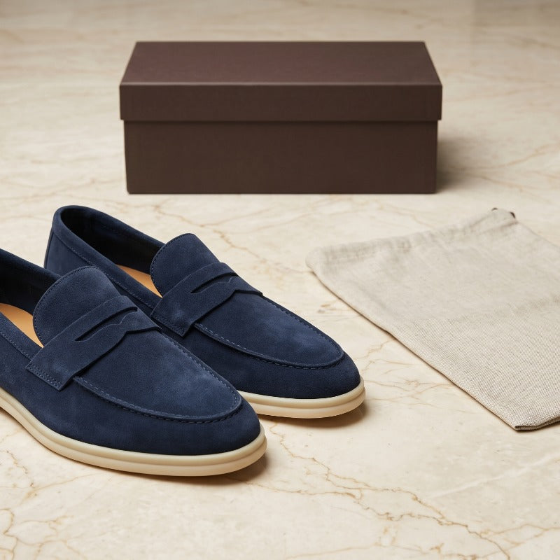 Premium Genuine Leather Slip-On Loafers for Men – Handmade Casual Comfort Shoes with TPR Sole