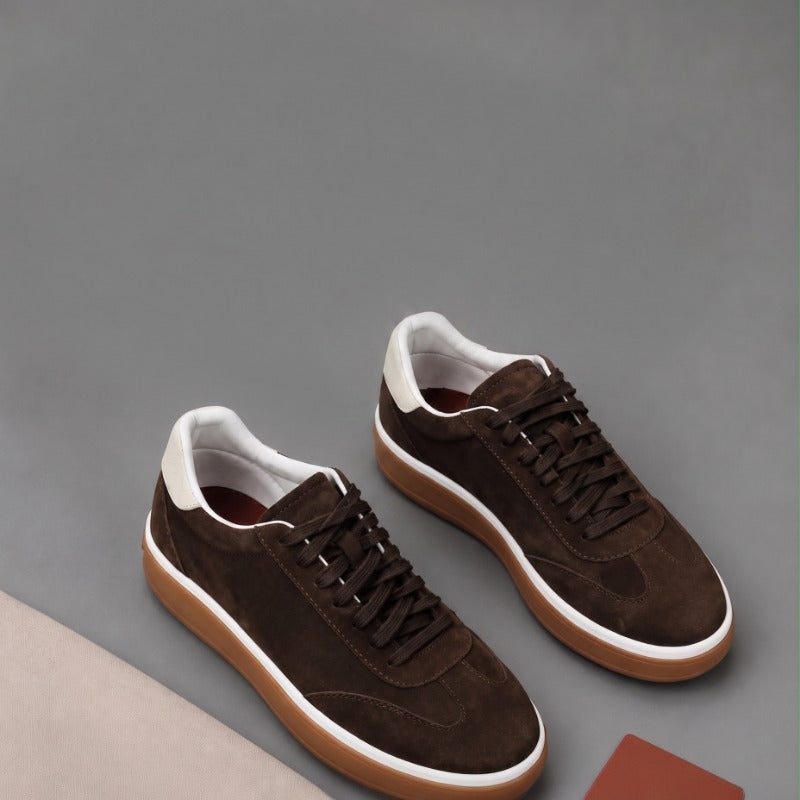 Men's Premium Leather Sneakers – Casual Lace-Up Comfort Shoes
