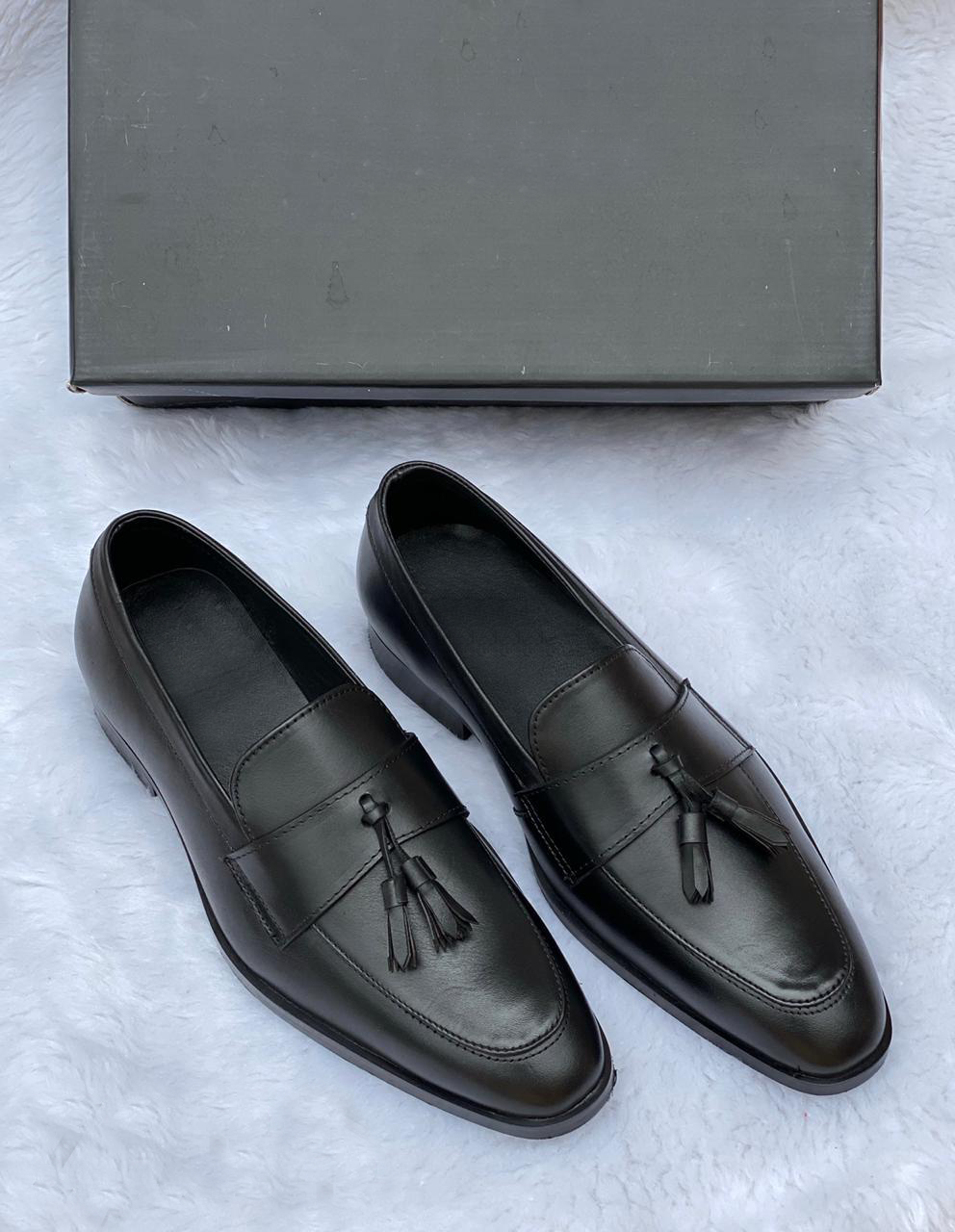 Leather Patent Slipons With Tassles For Men-JonasParamount