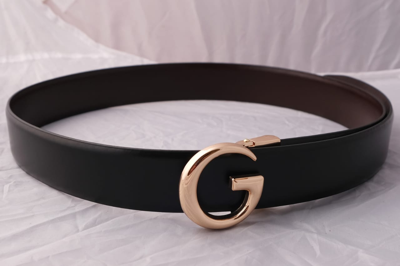 Trendy G Letter Buckle High Quality Smooth Leather Belt For Unisex-JonasParamount