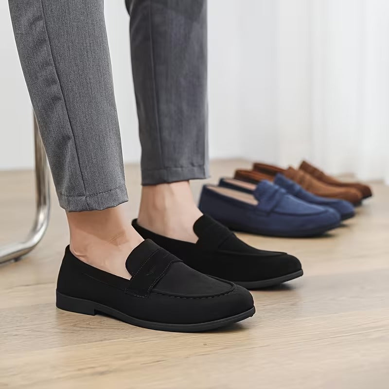 Premium Suede Penny Loafers for Men – Genuine Leather Slip-On Casual Shoes