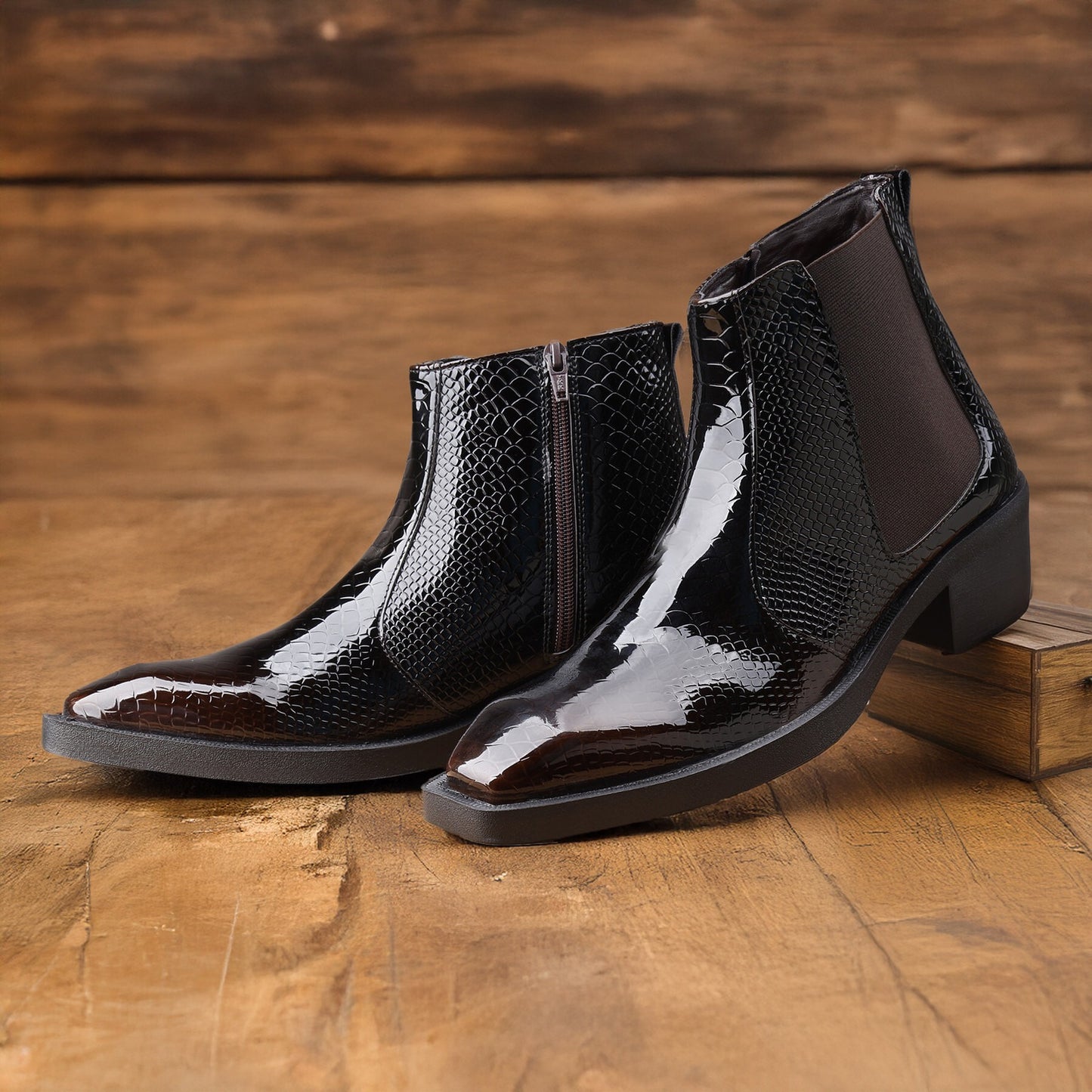 JonasParamount Men’s Black Glossy Chelsea Boots