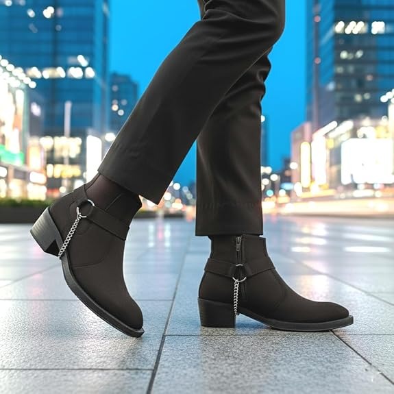 JonasParamount Men’s Black Chelsea Boots with Chain Detail