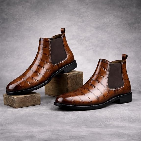 Premium Faux Leather Slip-On Casual & Formal Dress Boots