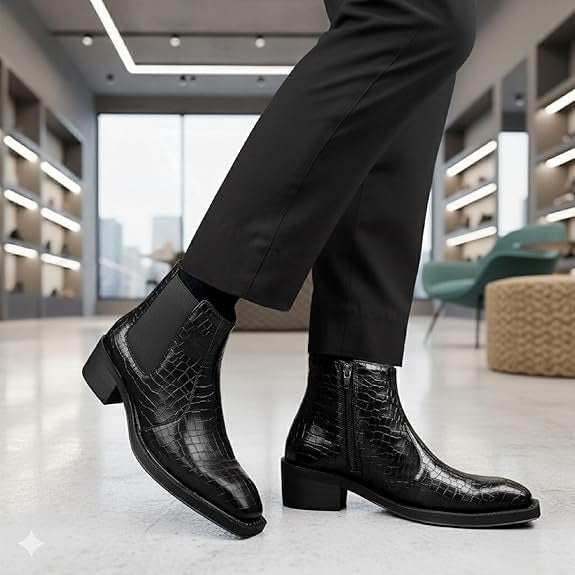 JonasParamount Men’s Crocodile Texture Chelsea Boots