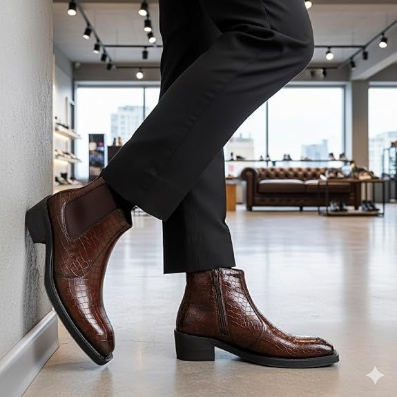 JonasParamount Men’s Crocodile Texture Chelsea Boots