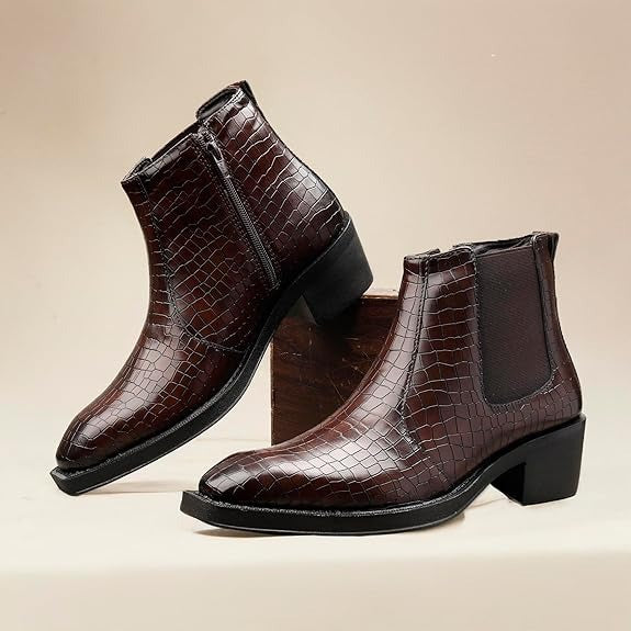 JonasParamount Men’s Crocodile Texture Chelsea Boots
