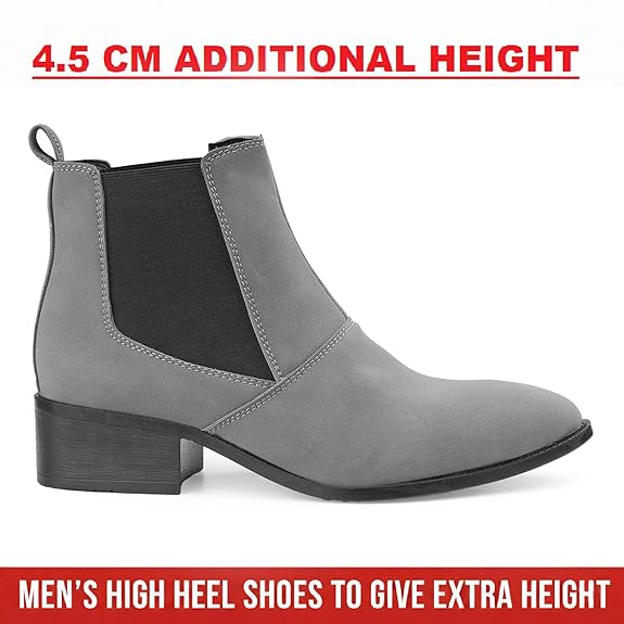 Men’s Pointed Toe Height Increasing Faux Leather Slip-On Formal & Casual Boots