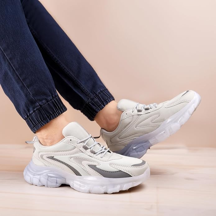 Grey, White Casual Sports Running Shoes JonasParamount