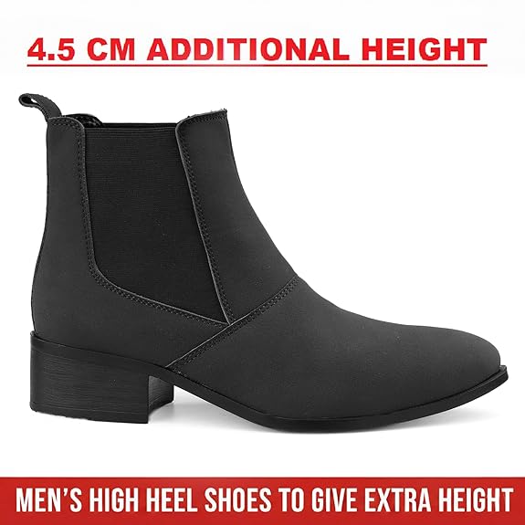 Men’s Pointed Toe Height Increasing Faux Leather Slip-On Formal & Casual Boots