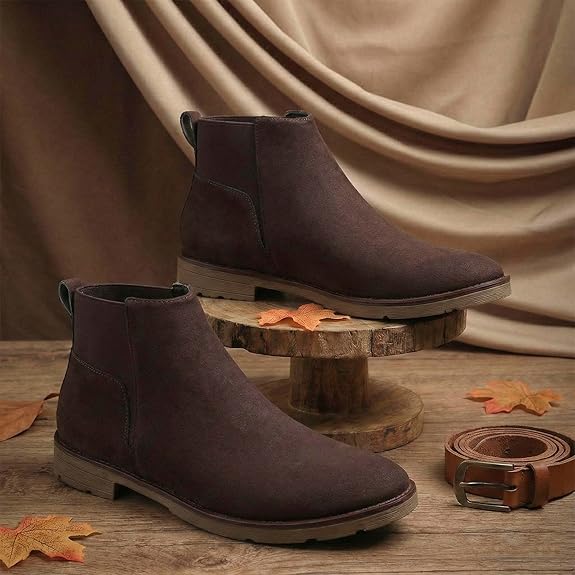 Lightweight Faux Leather Slip-On Ankle Men’s Smart Casual Chelsea Boots