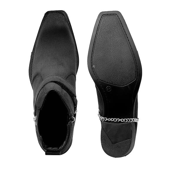 JonasParamount Men’s Black Chelsea Boots with Chain Detail