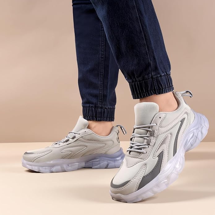 Grey, White Casual Sports Running Shoes JonasParamount