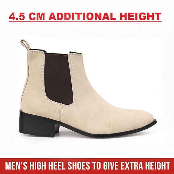 Men’s Pointed Toe 1.8 Inch Height Increasing Faux Leather Slip-On Casual & Formal Boots