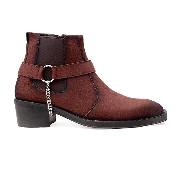 JonasParamount Men’s Brown Chelsea Boots with Chain Detail
