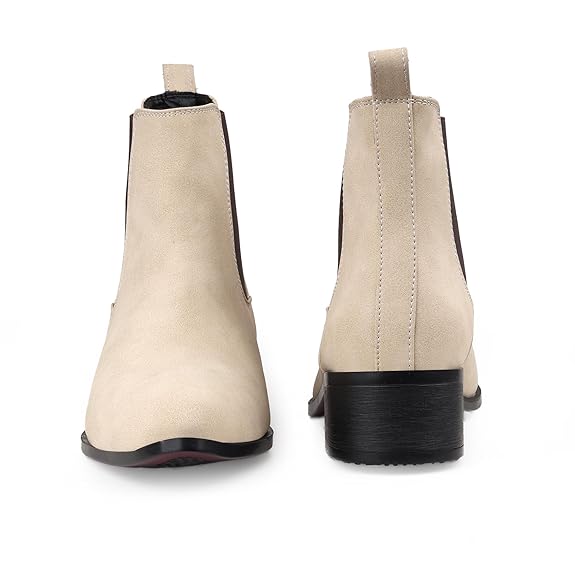 Men’s Pointed Toe 1.8 Inch Height Increasing Faux Leather Slip-On Casual & Formal Boots