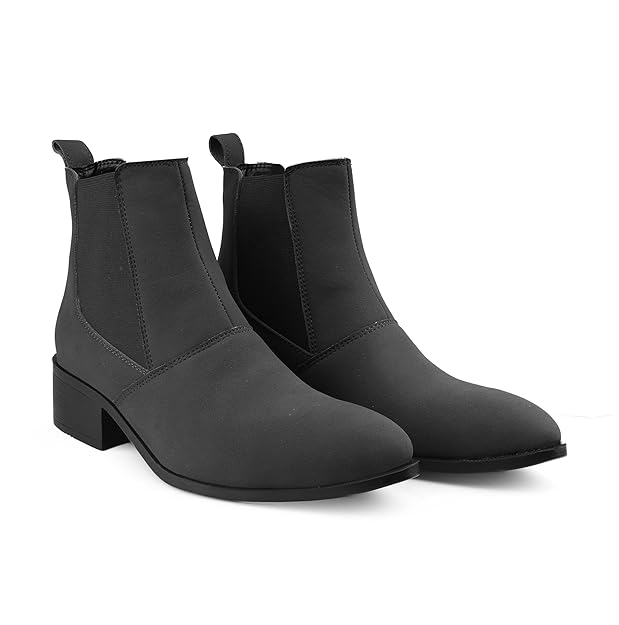 Men’s Pointed Toe Height Increasing Faux Leather Slip-On Formal & Casual Boots