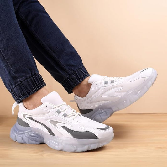 Grey, White Casual Sports Running Shoes JonasParamount