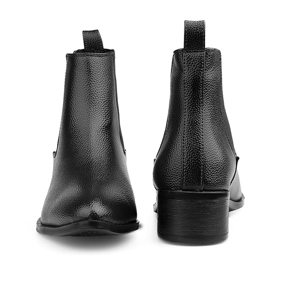 Black Faux Leather Slip-On Casual & Formal Dress Boots with PU Sole Men’s Classic Chelsea Boots