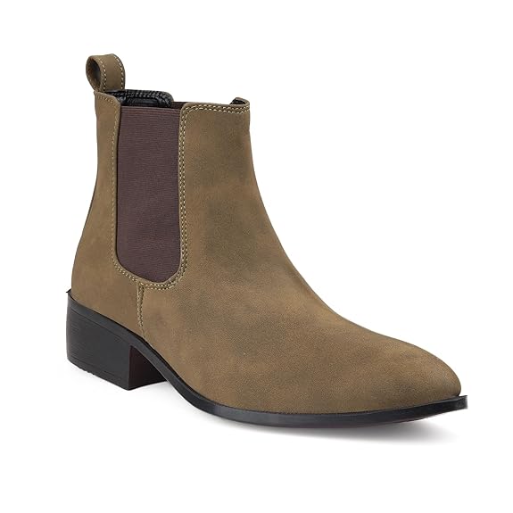 Men’s Pointed Toe 1.8 Inch Height Increasing Faux Leather Slip-On Casual & Formal Boots