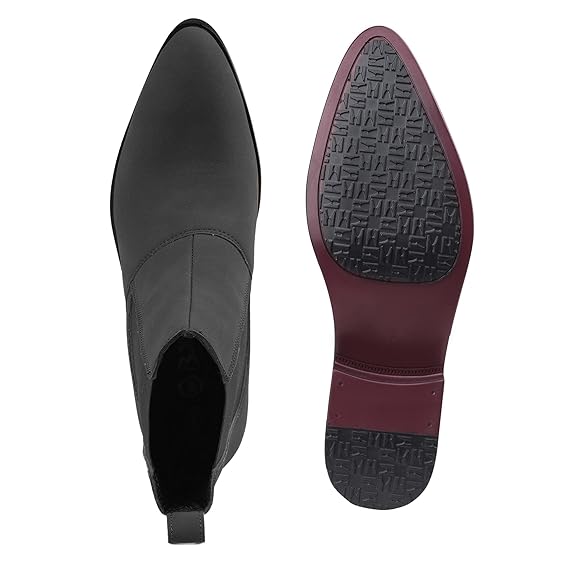 Men’s Pointed Toe Height Increasing Faux Leather Slip-On Formal & Casual Boots