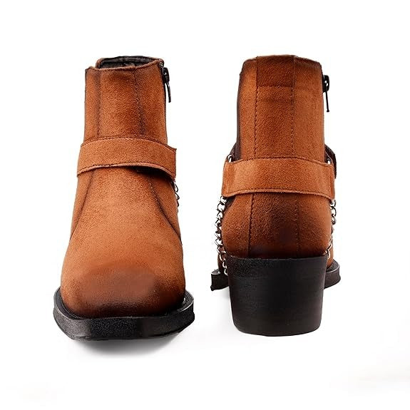 JonasParamount Men’s Tan Chelsea Boots with Chain Detail