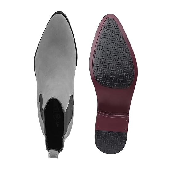 Men’s Pointed Toe 1.8 Inch Height Increasing Faux Leather Slip-On Casual & Formal Boots