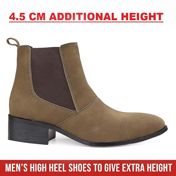 Men’s Pointed Toe Height Increasing Faux Leather Slip-On Formal & Casual Boots