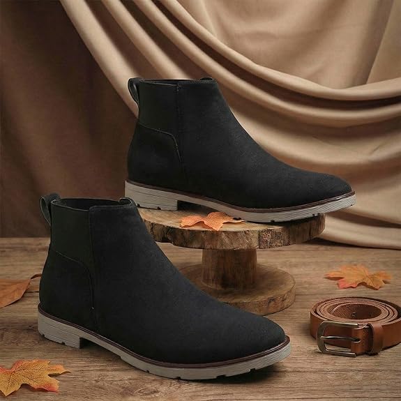 Lightweight Faux Leather Slip-On Ankle Men’s Smart Casual Chelsea Boots