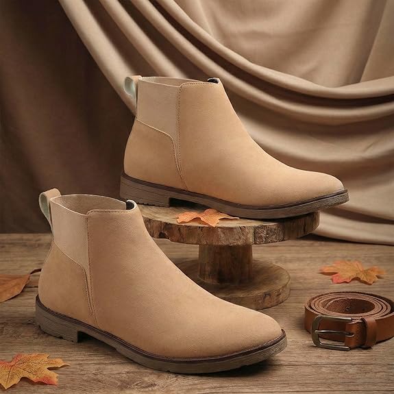 Lightweight Faux Leather Slip-On Ankle Men’s Smart Casual Chelsea Boots