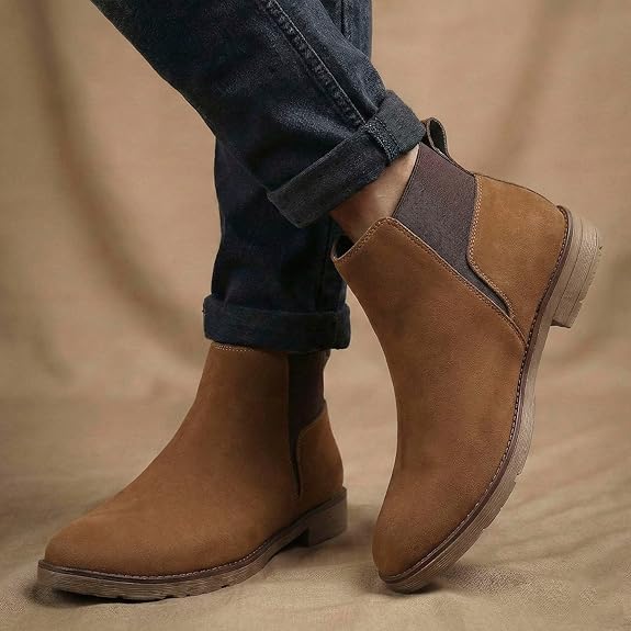 Lightweight Faux Leather Slip-On Ankle Men’s Smart Casual Chelsea Boots