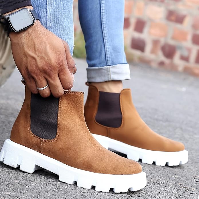 Suede Material Casual Chelsea Slip-On Boot For Men-JonasParamount
