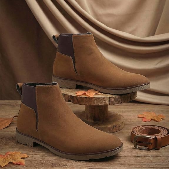 Lightweight Faux Leather Slip-On Ankle Men’s Smart Casual Chelsea Boots