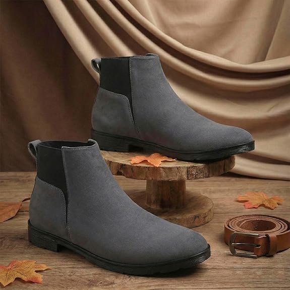 Lightweight Faux Leather Slip-On Ankle Men’s Smart Casual Chelsea Boots