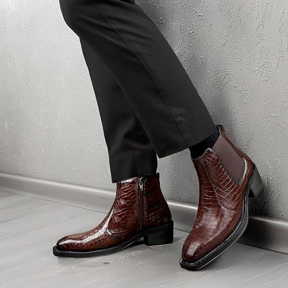 JonasParamount Men’s Crocodile Texture Chelsea Boots