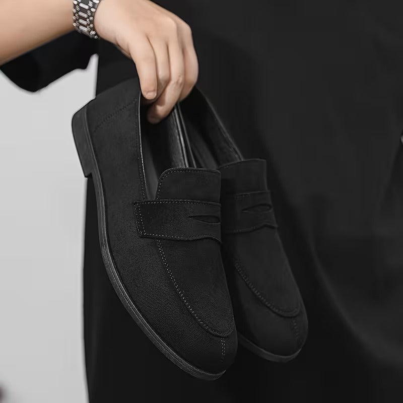 Premium Suede Penny Loafers for Men – Genuine Leather Slip-On Casual Shoes
