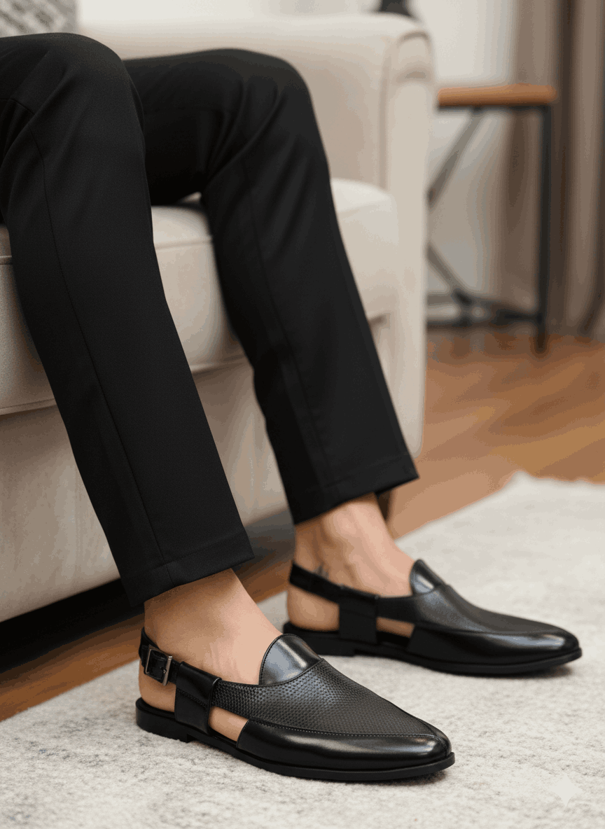 JonasParamount Men’s Premium Woven Peshawari Sandal – Faux Leather