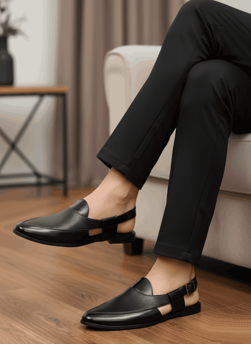 JonasParamount Men’s Premium Woven Peshawari Sandal – Faux Leather