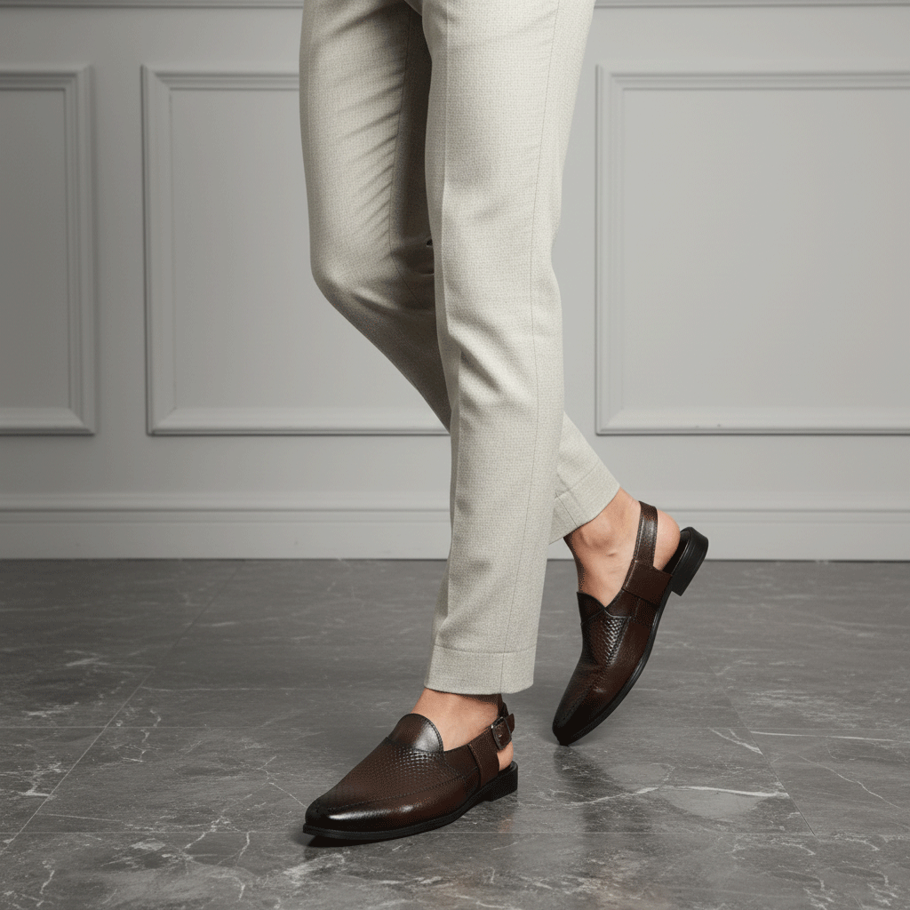 JonasParamount Men’s Premium Woven Peshawari Sandal – Faux Leather