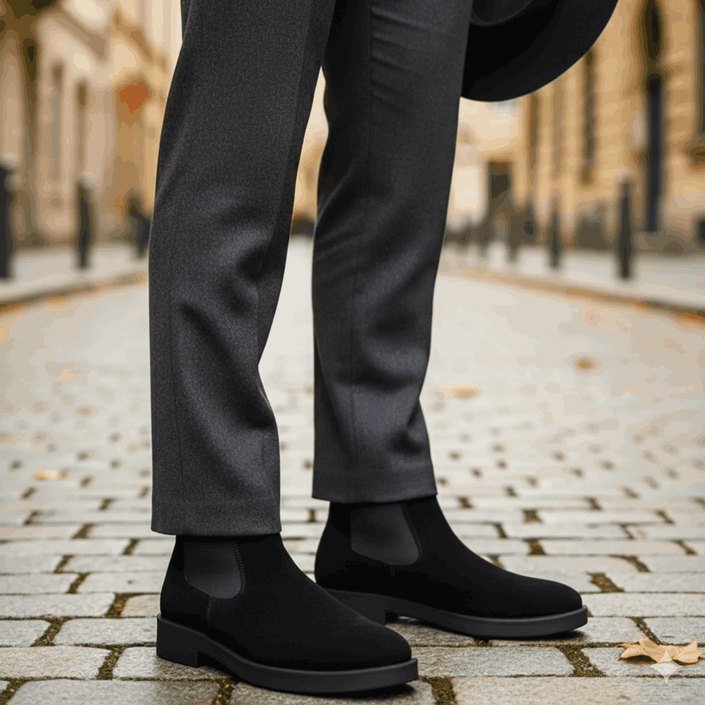 Premium Black Suede Boots by JonasParamount – Handmade Leather Sole
