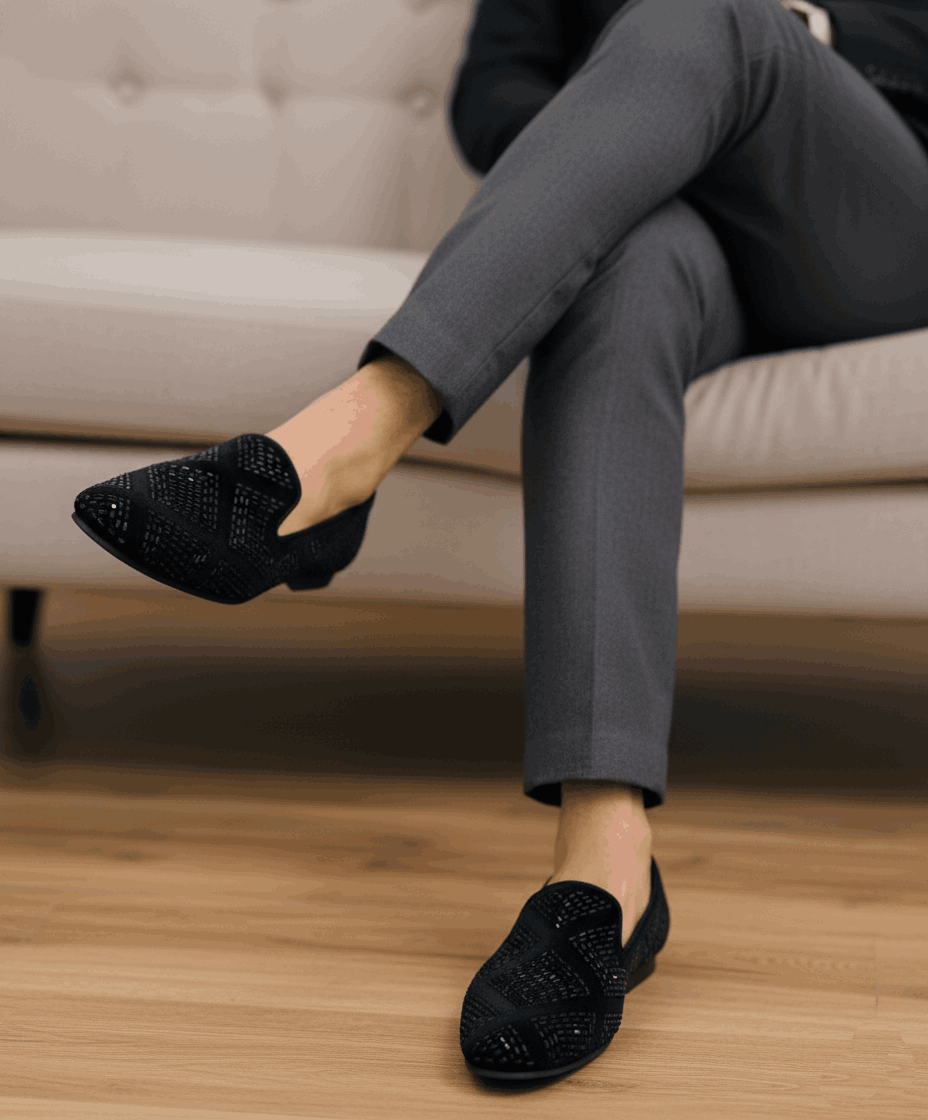 JonasParamount Premium Studded Black Loafers with Durable TPR Sole