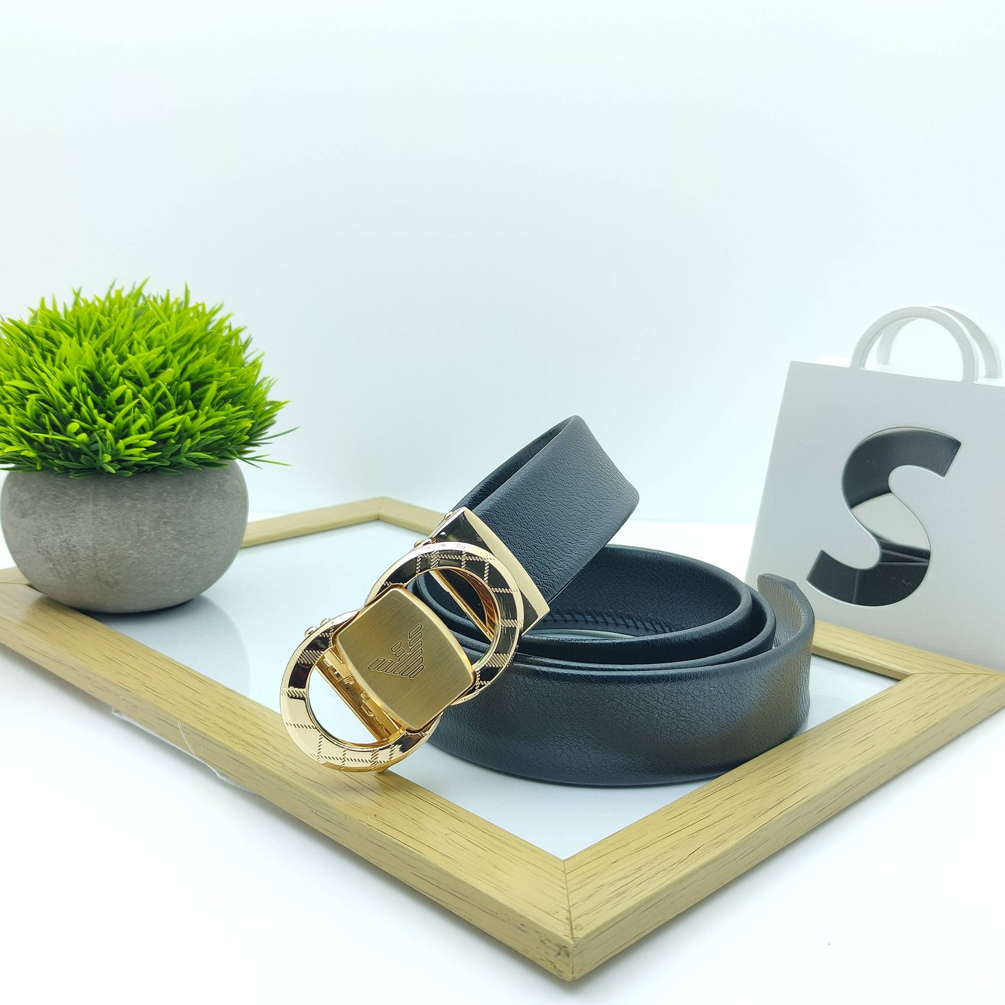 Fashionable Gold Plated Automatic Buckle Casual Belt For Men-JonasParamount