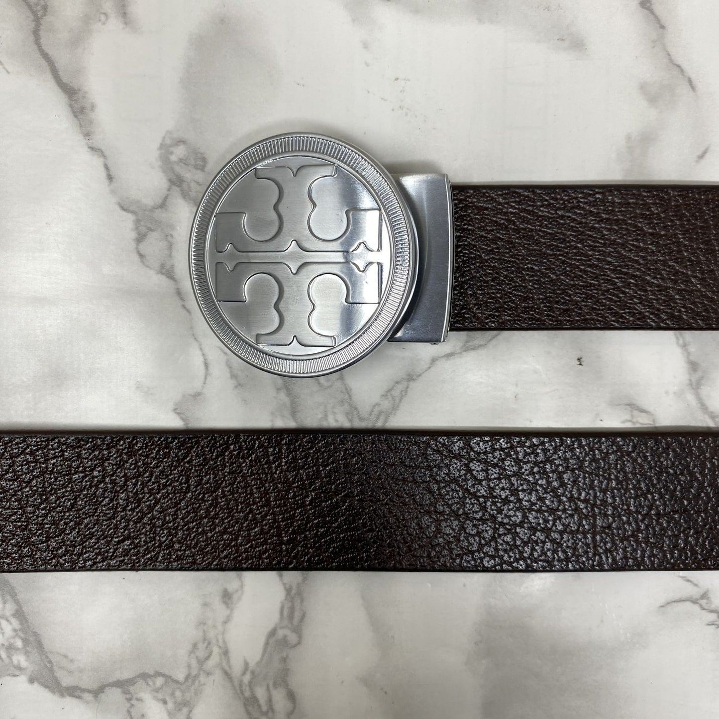 Vintage Round Buckle Belt With Leather Strap-JonasParamount