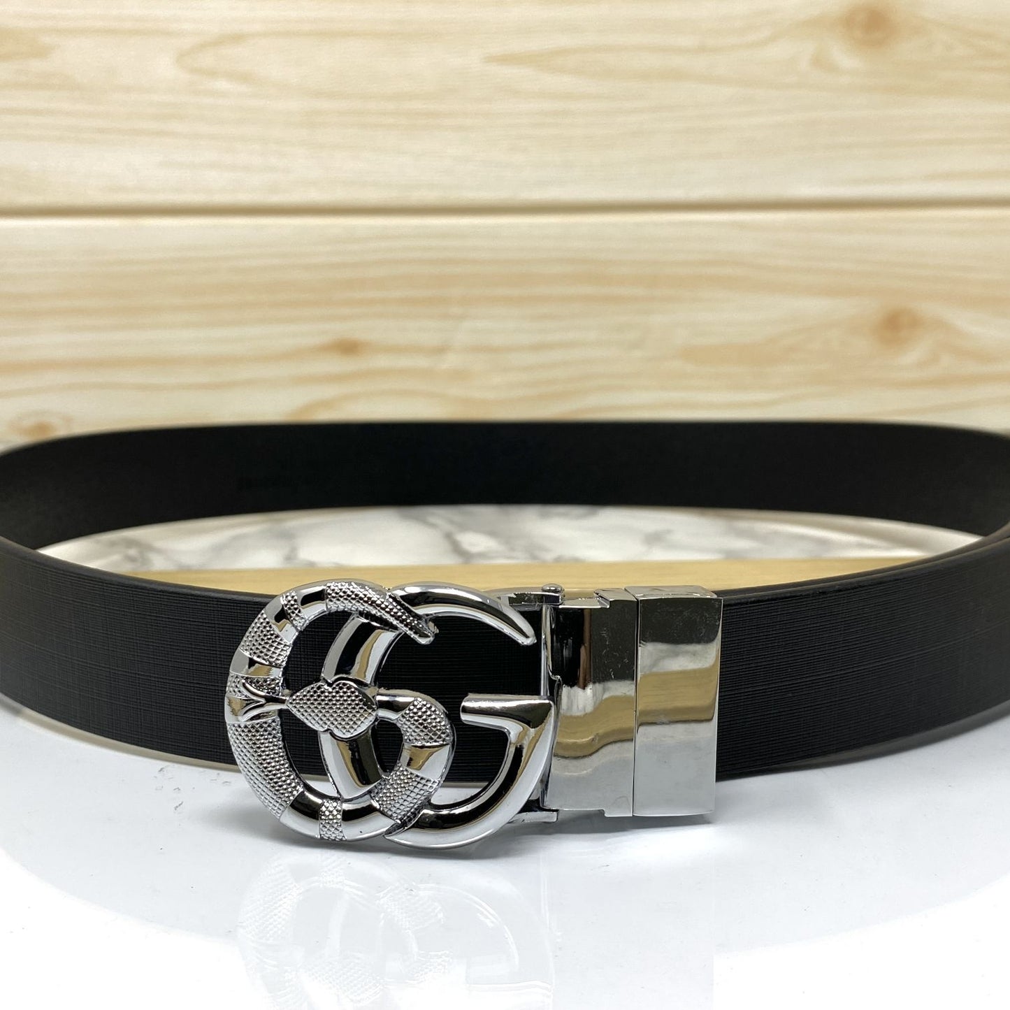 Classy Round Snake Design Leather Strap Belt-JoansParamount