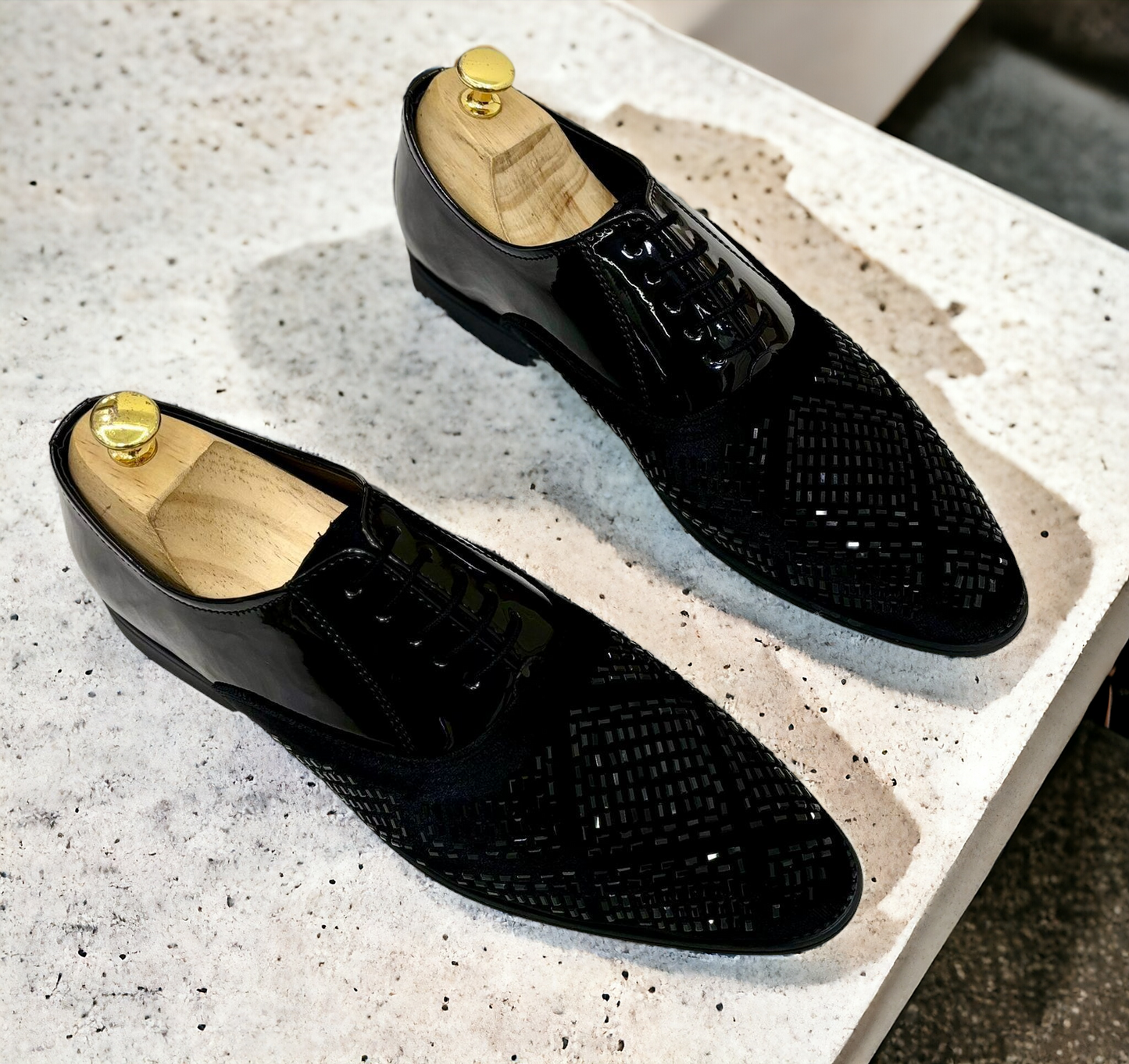 Stylish Wedding and  Partywear Studded Mirror Work Formal Shoes-JonasParamount