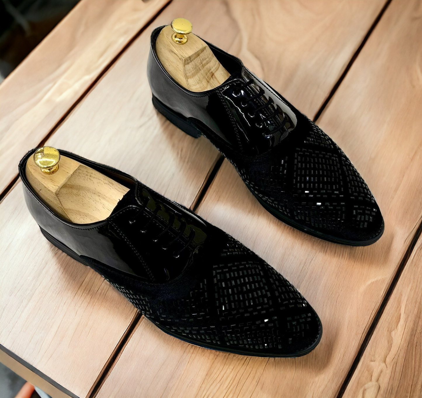 Stylish Wedding and  Partywear Studded Mirror Work Formal Shoes-JonasParamount