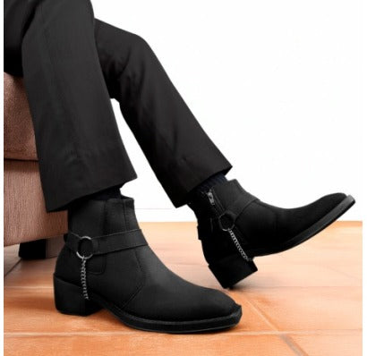 JonasParamount Men’s Black Chelsea Boots with Chain Detail