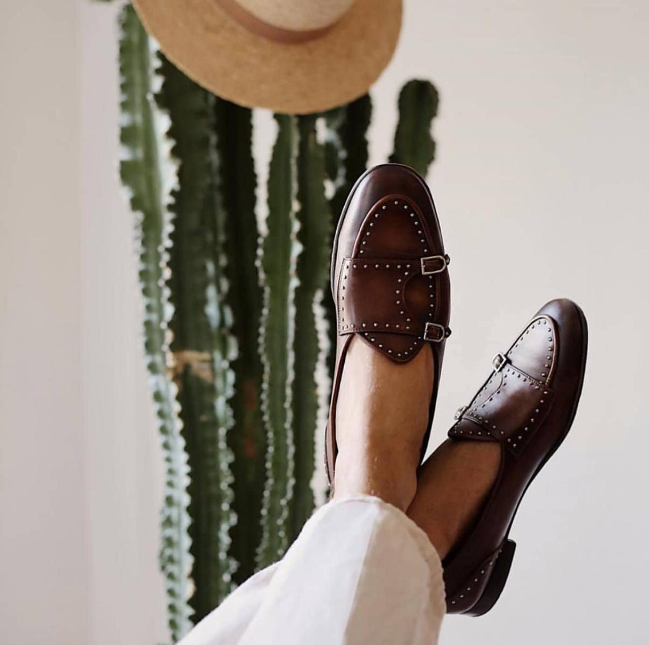 Stylish Stud Monk Business And Partywear Leather Slip On Loafer-JonasParamount